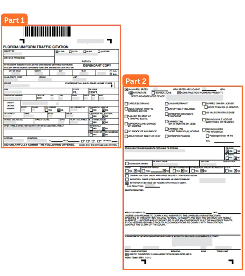 Florida traffic ticket explained