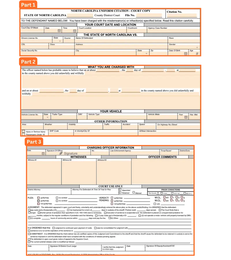 North Carolina traffic ticket