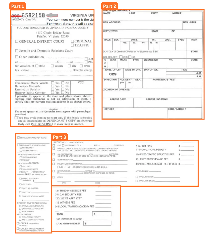 Virginia traffic ticket