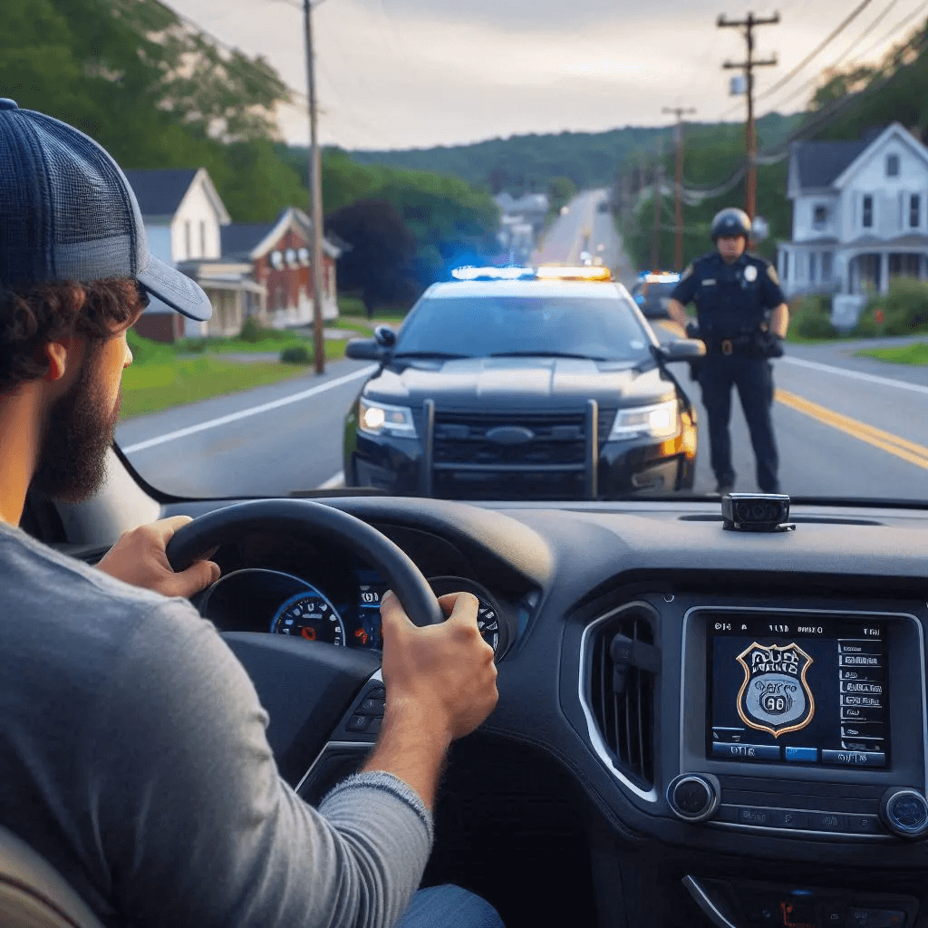 Driver pulled over by police for a speeding violation in Mercer County, Pennsylvania