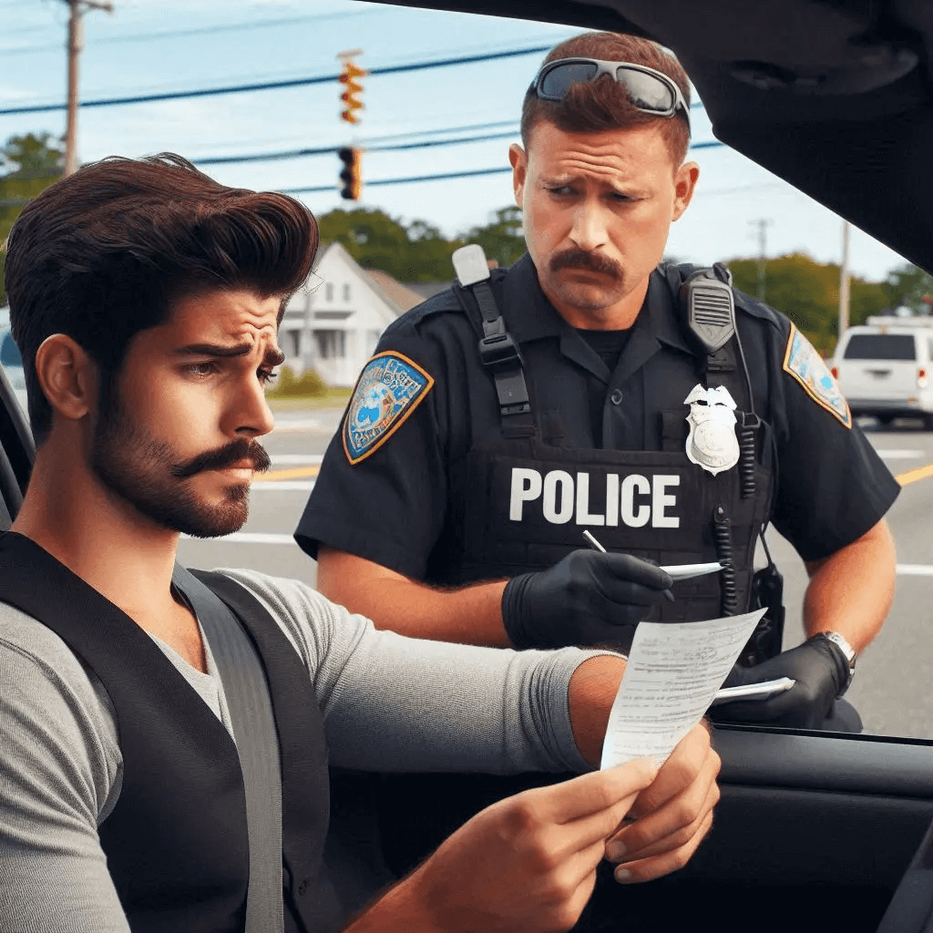 Police ticketing driver for speeding violation in Bergen County, NJ