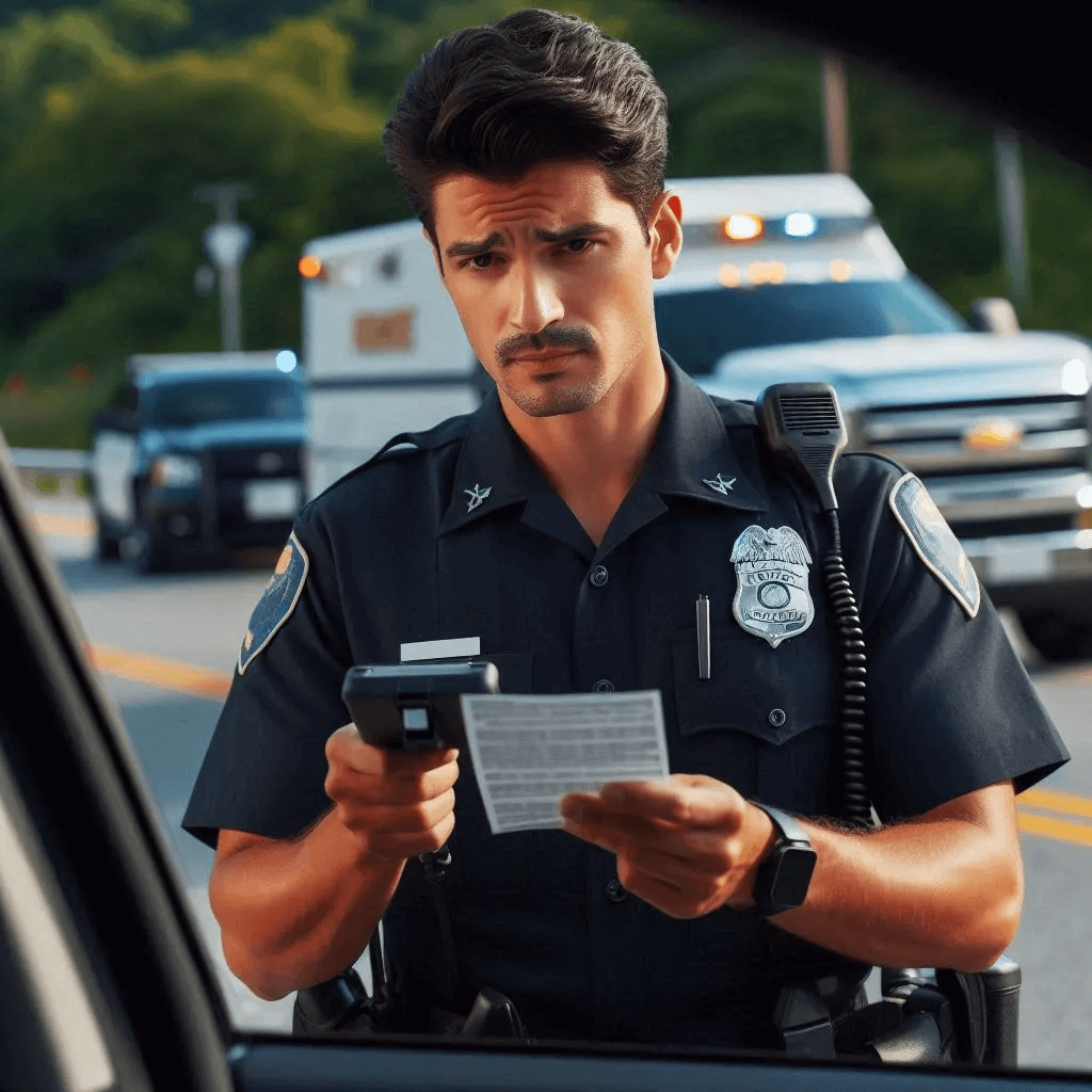 Police officer issuing a speeding ticket to a driver in Centre County, PA