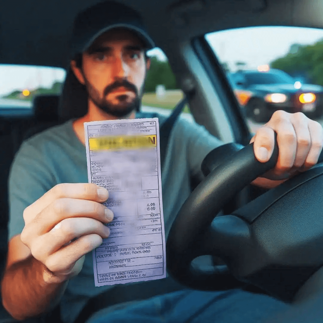 A driver holding a moving violation ticket in Clinton County, PA