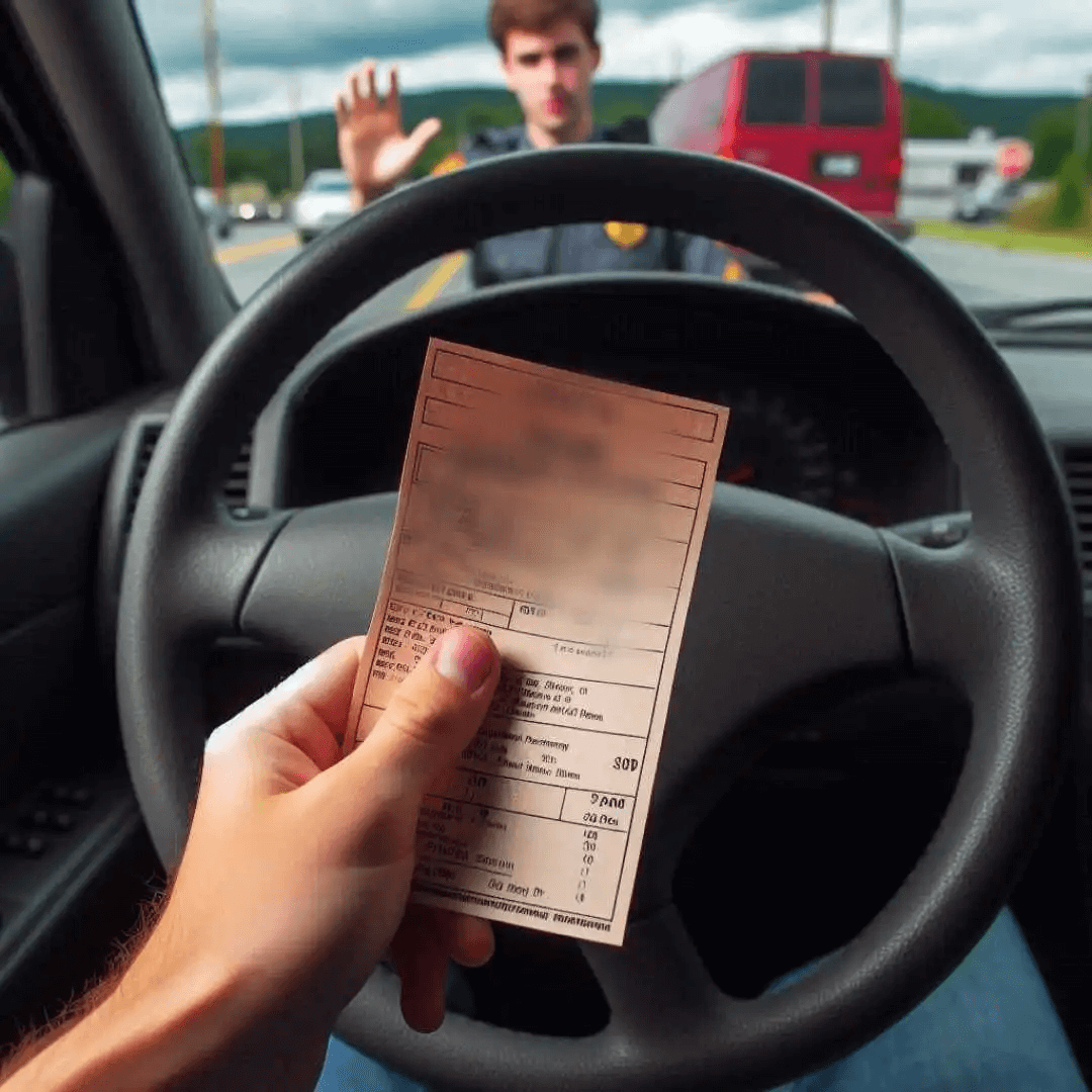 Driver holding a ticket for moving violation in Columbia County, PA