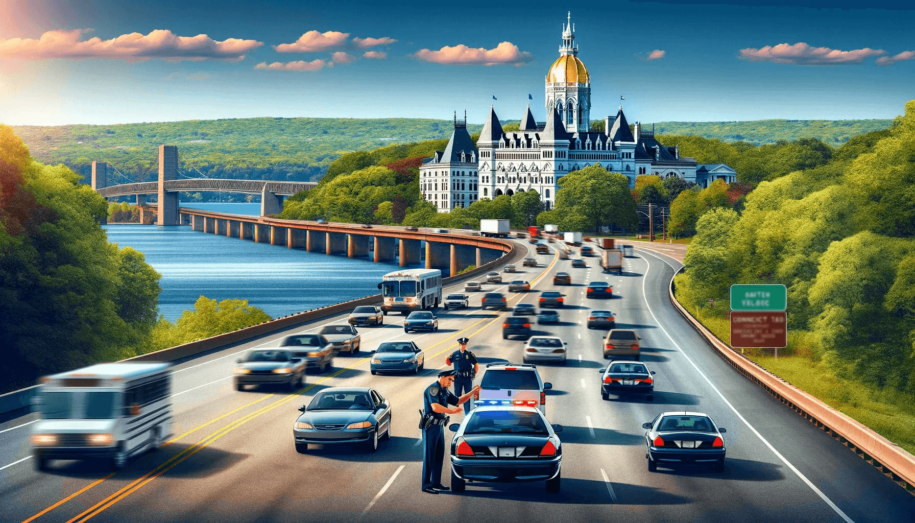 Scene of Connecticut traffic tickets