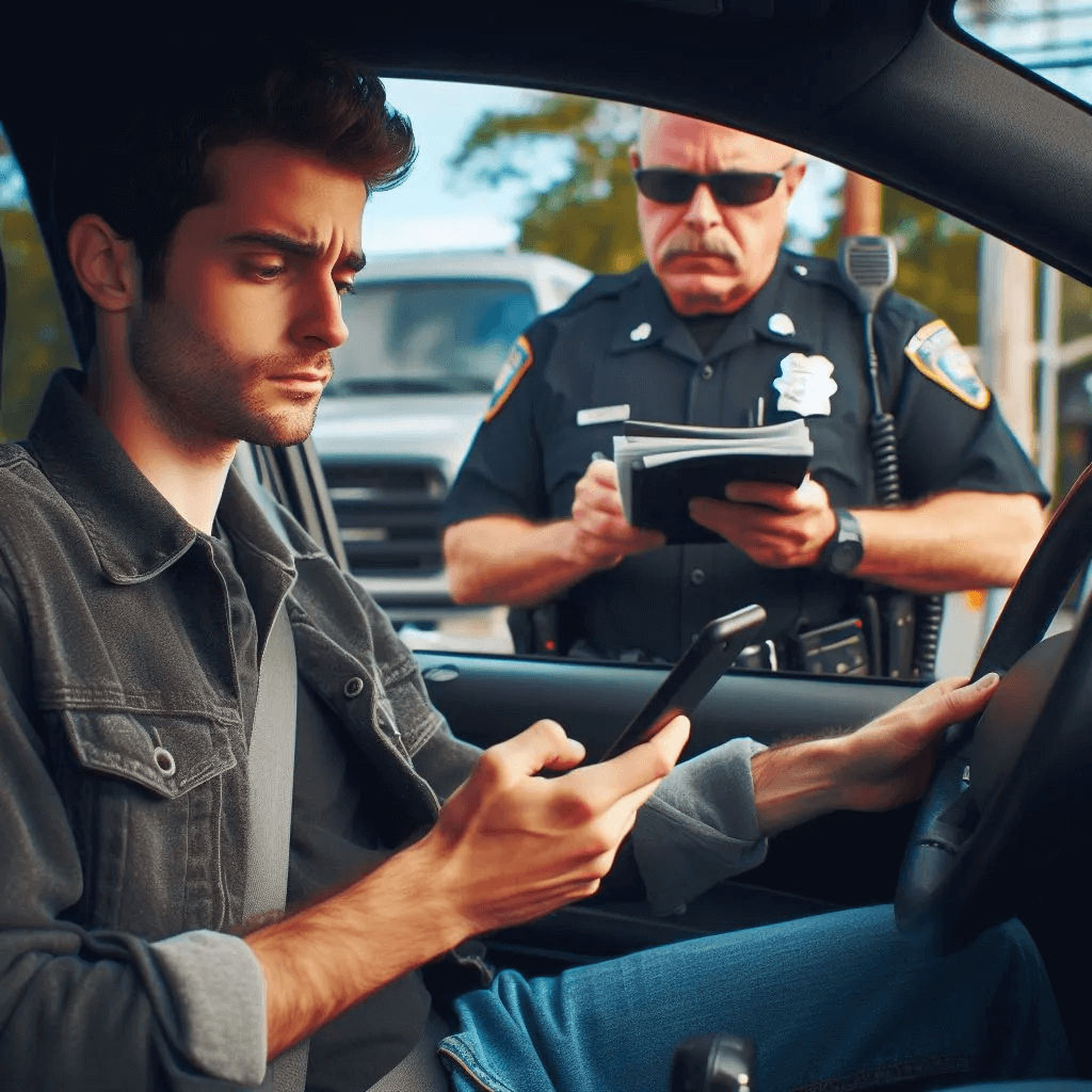 Police issuing a cell phone ticket in Salem County, NJ