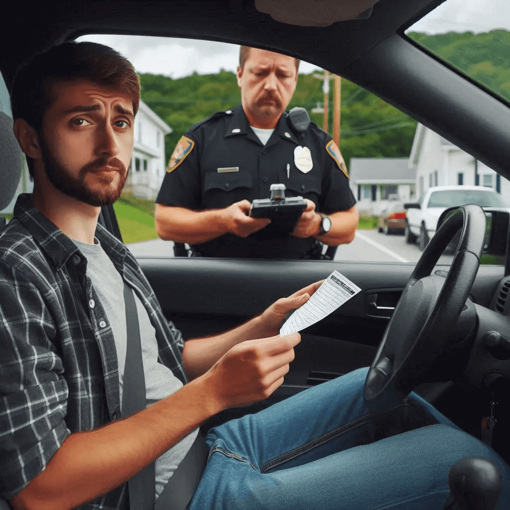 Police issuing a Lackawanna County, PA stop sign traffic ticket