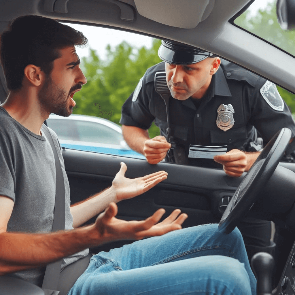 A Police issuing a driver of moving violation in Crawford County, PA