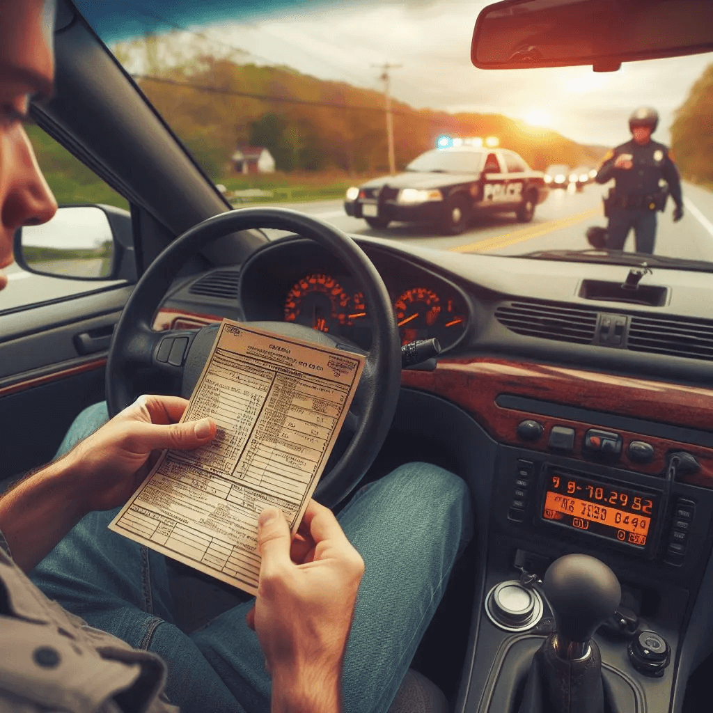 Driver receiving a speeding ticket in Carbon County, PA