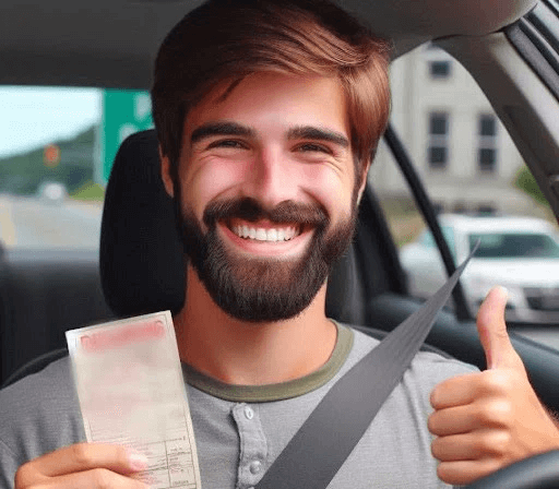 A smiling driver after successfully resolves their Dauphin County, PA traffic ticket