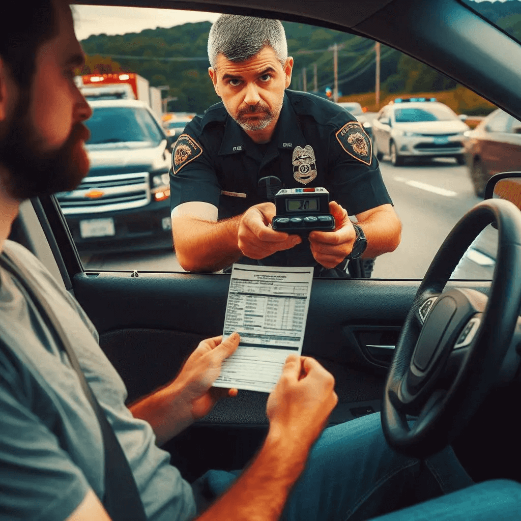 Driver receiving red light violation traffic ticket in Beaver County, PA