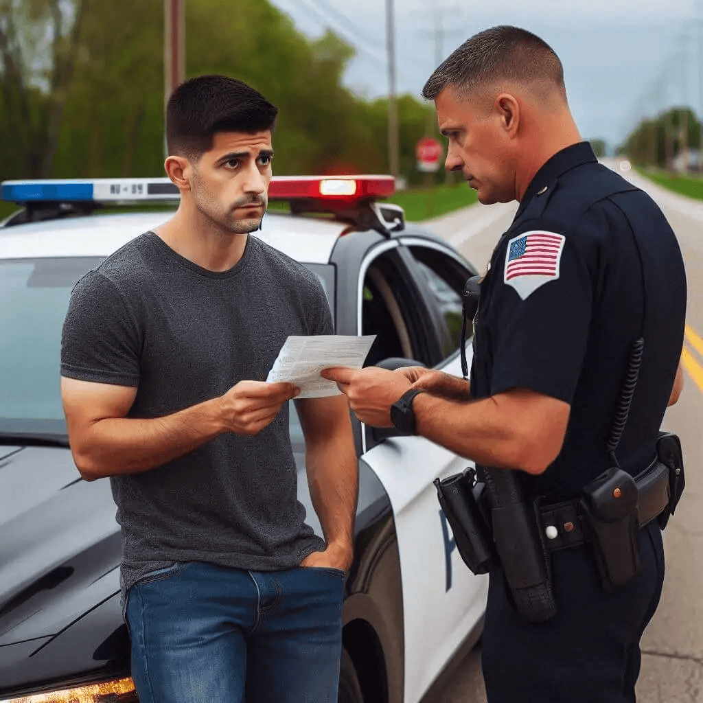 Driver pulled over for traffic ticket violation in Carroll County, Ohio