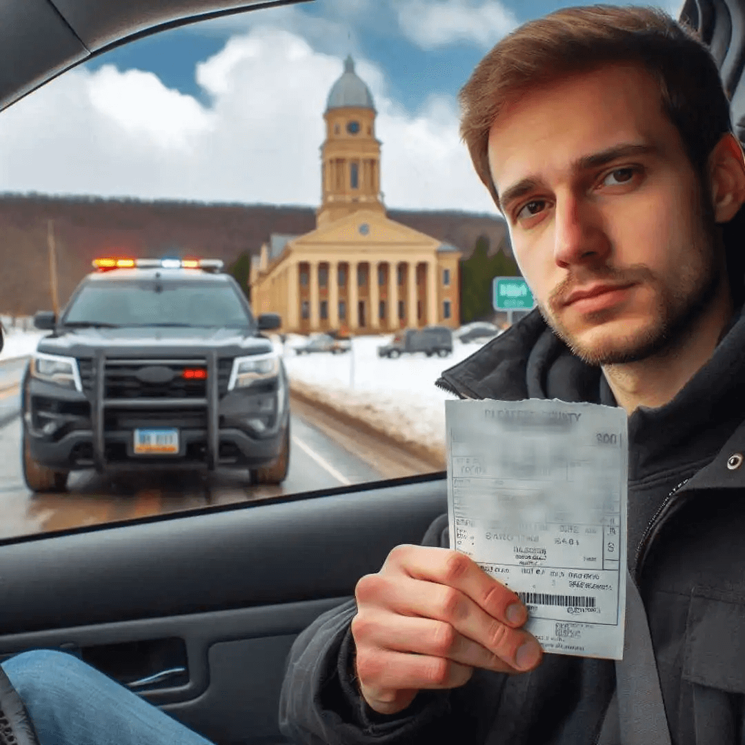 A driver holding a violation ticket in Clearfield County, PA