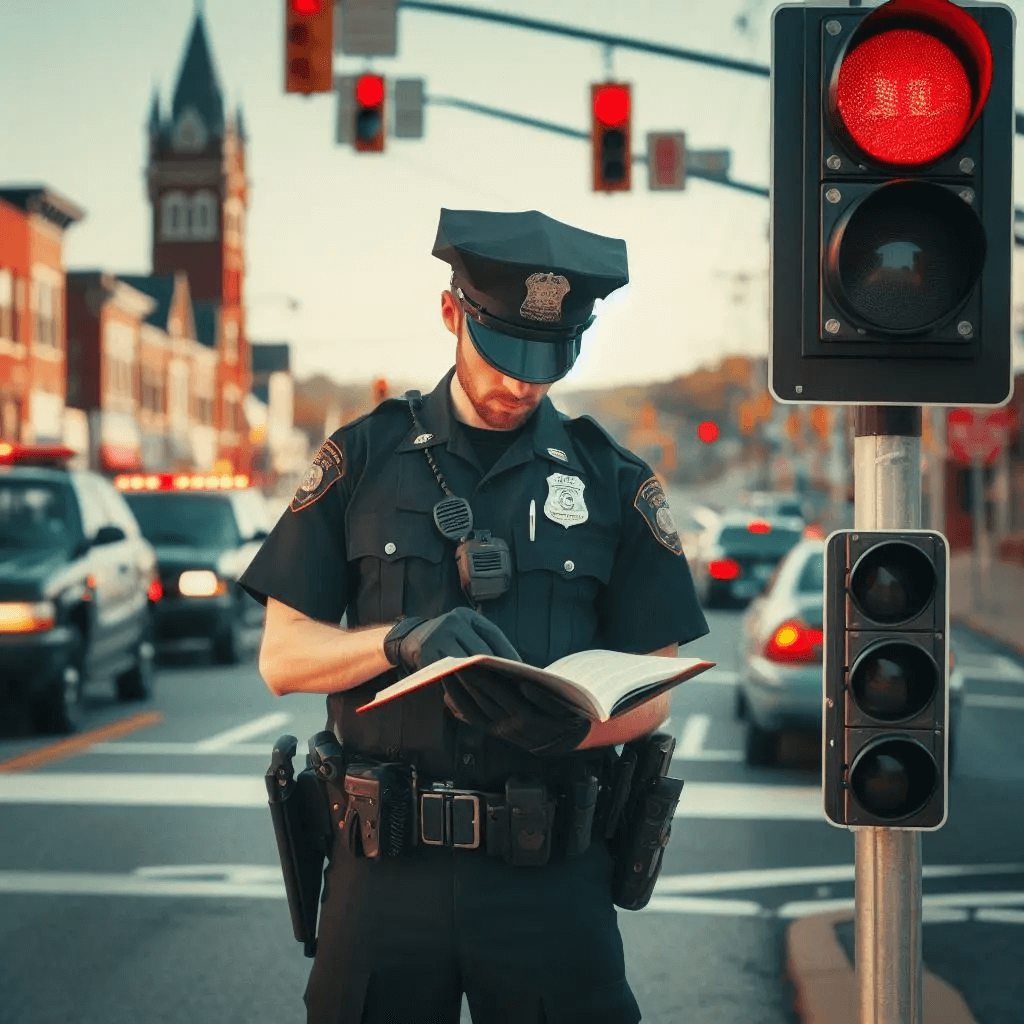 Blair County, PA police checking for red light moving violations and writing traffic tickets