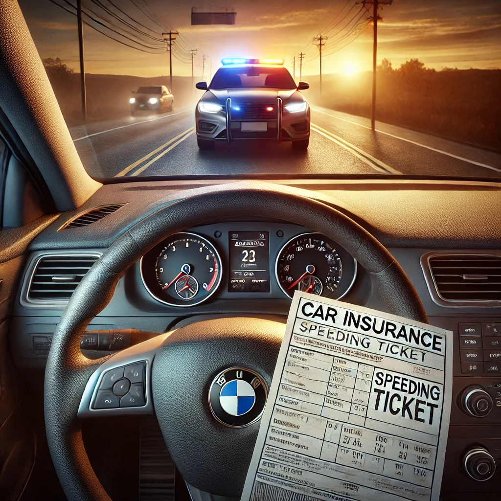 A driver receiving a traffic ticket affecting insurance rates