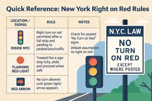 New York right on red rules sheet