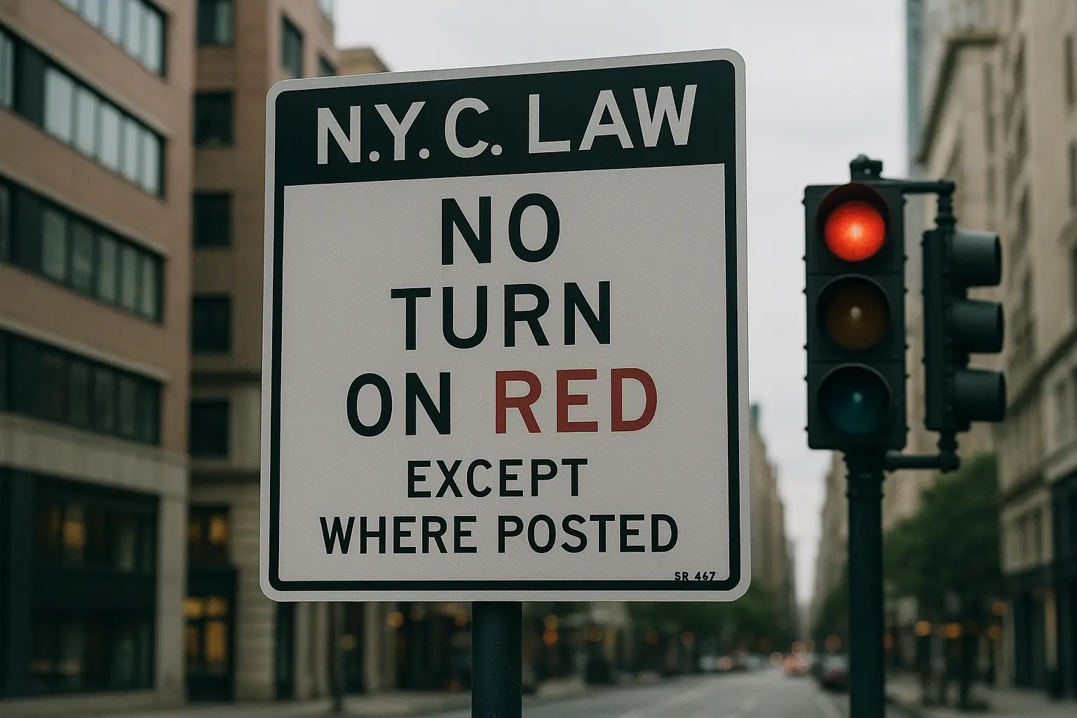nyc no turn on red street sign