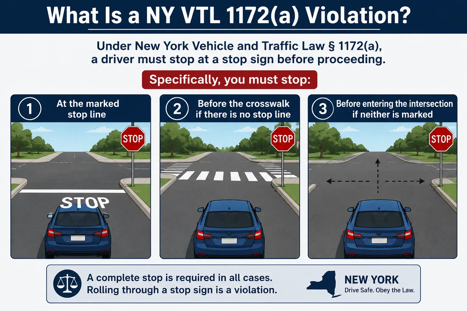 NY VTL 1172(a) ticket explained